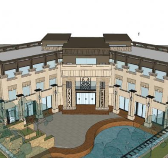 新亚洲风格售楼处下载_sketchup草图大师SKP模型