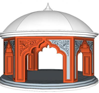 仿古铜雕花拱门su模型下载_sketchup草图大师SKP模型