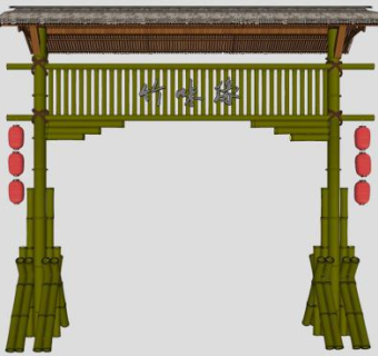 农家乐大门入口su模型下载_sketchup草图大师SKP模型