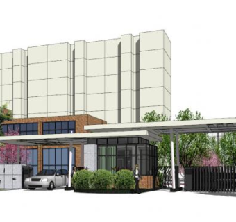 门卫围墙及大门su模型下载_sketchup草图大师SKP模型