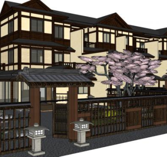 日式围墙su模型下载_sketchup草图大师SKP模型