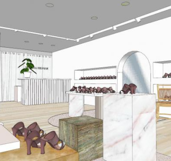 现代时尚鞋店SU模型下载_sketchup草图大师SKP模型