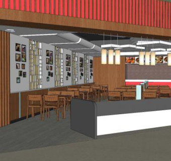 小吃店SU模型下载_sketchup草图大师SKP模型