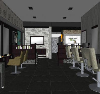 现代理发沙龙店SU模型下载_sketchup草图大师SKP模型