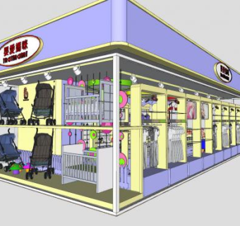 现代母婴店SU模型下载_sketchup草图大师SKP模型