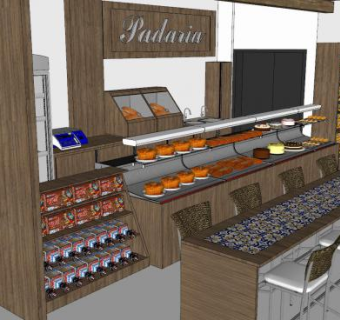 现代面包店室内SU模型下载_sketchup草图大师SKP模型