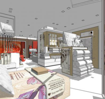 现代家纺店SU模型下载_sketchup草图大师SKP模型
