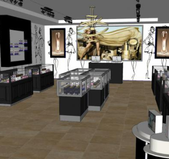 现代化妆品店SU模型下载_sketchup草图大师SKP模型