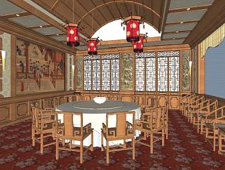 中式餐厅室内sketchup模型下载_sketchup草图大师SKP模型