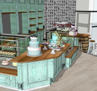 北欧蛋糕店SU模型下载_sketchup草图大师SKP模型