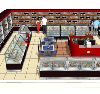 现代西点店SU模型下载_sketchup草图大师SKP模型