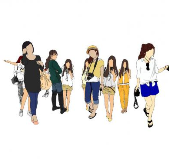 现代2d人物组件SU模型下载_sketchup草图大师SKP模型