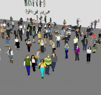 现代人物站姿集合SU模型下载_sketchup草图大师SKP模型