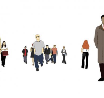 现代2D人物集合SU模型下载_sketchup草图大师SKP模型