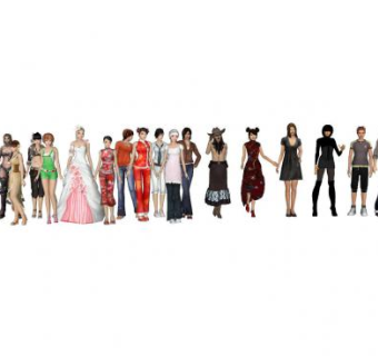 现代3D女性人物SU模型下载_sketchup草图大师SKP模型