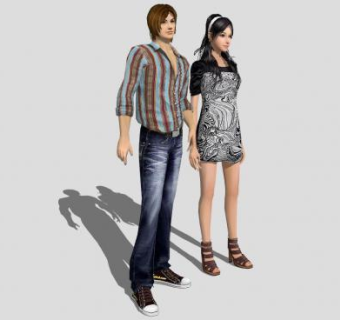 现代男女人物SU模型下载_sketchup草图大师SKP模型