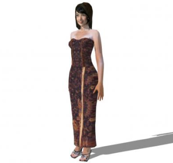 现代旗袍女士SU模型下载_sketchup草图大师SKP模型