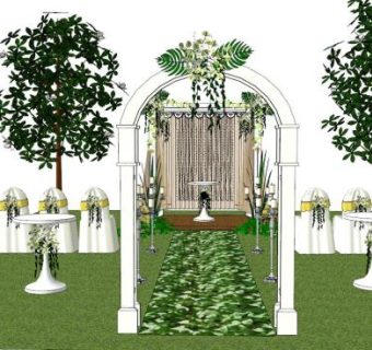 草坪婚礼现场su模型下载_sketchup草图大师SKP模型