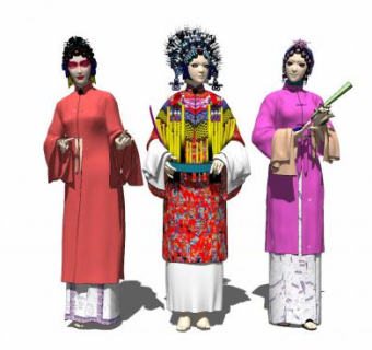京剧旦角人物系列SU模型下载_sketchup草图大师SKP模型