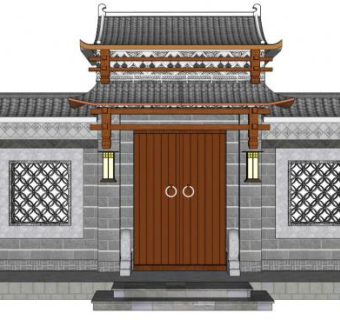 双开大门su模型下载_sketchup草图大师SKP模型