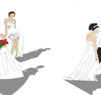 现代婚纱2D人物SU模型下载_sketchup草图大师SKP模型