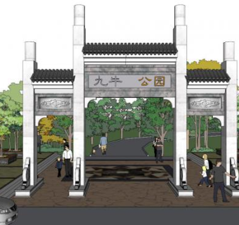 公共牌坊su模型下载_sketchup草图大师SKP模型