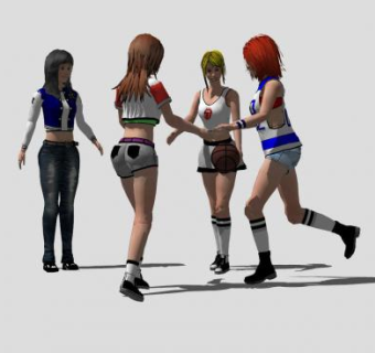 现代打篮球女人SU模型下载_sketchup草图大师SKP模型
