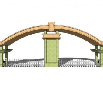 小学大门su模型下载_sketchup草图大师SKP模型