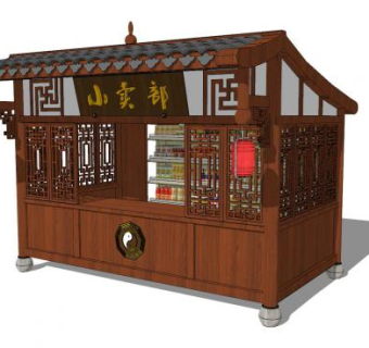 中式小卖部SU模型SU模型下载_sketchup草图大师SKP模型