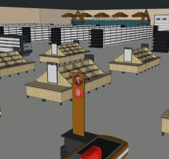 现代超市室内设计SU模型下载_sketchup草图大师SKP模型