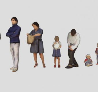 3D男女儿童人物组SU模型下载_sketchup草图大师SKP模型