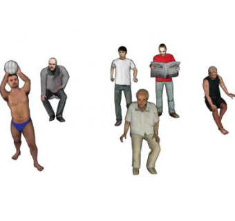 8款3D男性人物SU模型下载_sketchup草图大师SKP模型
