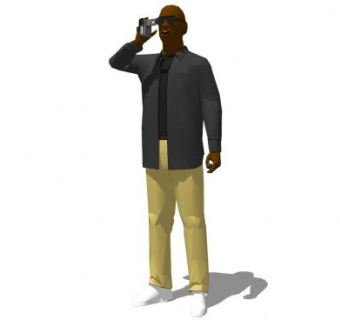 现代照相黑人人物SU模型下载_sketchup草图大师SKP模型