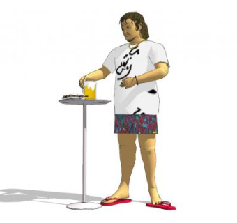 吃东西的男人SU模型下载_sketchup草图大师SKP模型