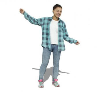 穿休闲装女人SU模型下载_sketchup草图大师SKP模型