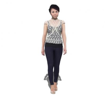 现代黑发女士站姿SU模型下载_sketchup草图大师SKP模型