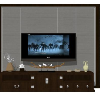 中式电视墙的su模型下载_sketchup草图大师SKP模型