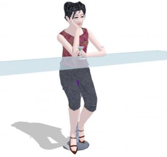 喝饮料的现代女士SU模型下载_sketchup草图大师SKP模型