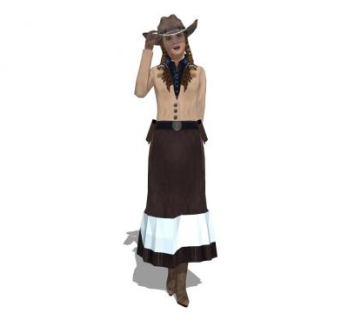 现代牛仔风格女士SU模型下载_sketchup草图大师SKP模型