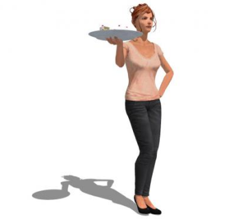 端蛋糕的女士SU模型下载_sketchup草图大师SKP模型