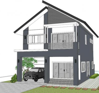 现代简约别墅su模型下载_sketchup草图大师SKP模型