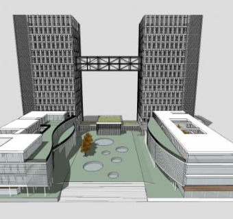 现代商业办公楼SU模型下载_sketchup草图大师SKP模型