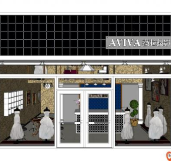 薇拉婚纱摄影店SU模型下载_sketchup草图大师SKP模型