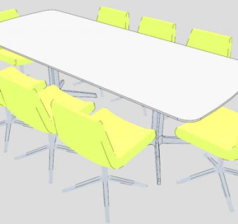 简约室内长桌su模型下载_sketchup草图大师SKP模型