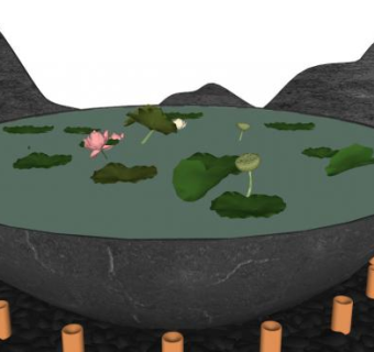 荷花盆栽su模型下载_sketchup草图大师SKP模型