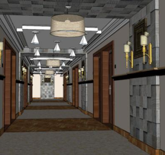 酒店过道su模型下载_sketchup草图大师SKP模型