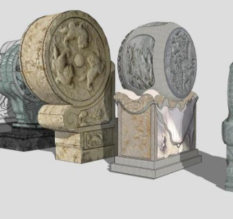 抱鼓石的su模型下载_sketchup草图大师SKP模型