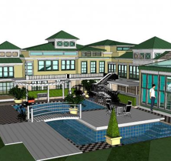 别墅景观su模型下载_sketchup草图大师SKP模型