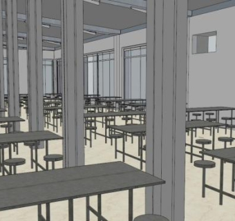 机关食堂su模型下载_sketchup草图大师SKP模型