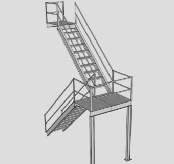 室外钢架楼梯su模型下载_sketchup草图大师SKP模型